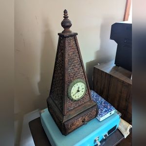 Desk Top Clock Obelesk Pyramid W/Drawer